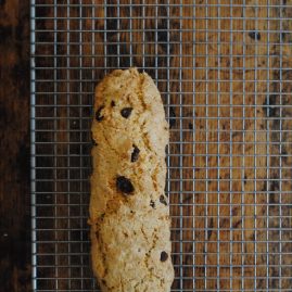 Biscotti with cranberry and cobnuts on cooling rack